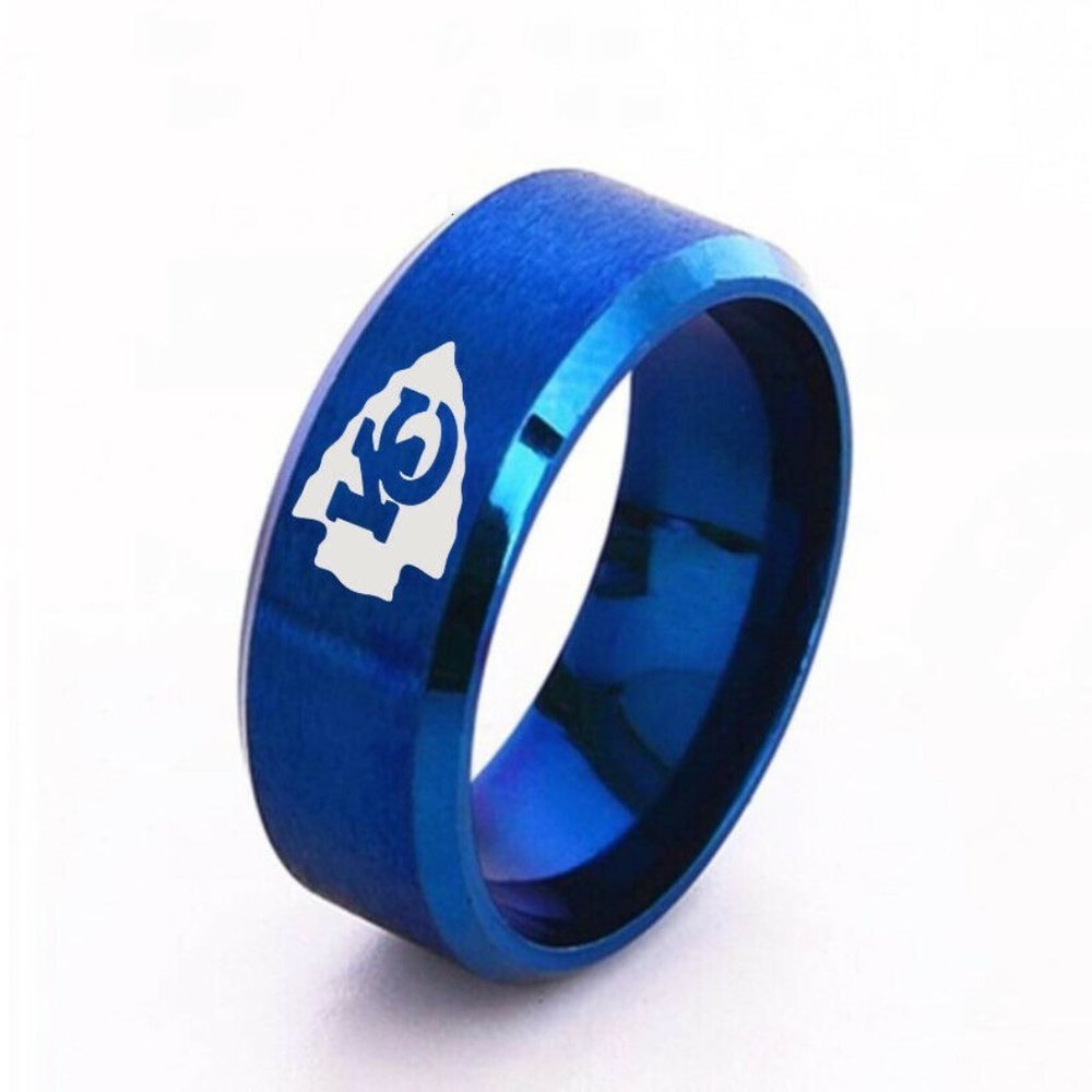 Kansas City Chiefs Blue Stainless Steel Ring